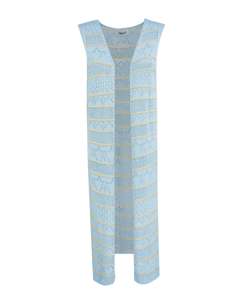 midi Strick Weste mit Lurex-Streifen