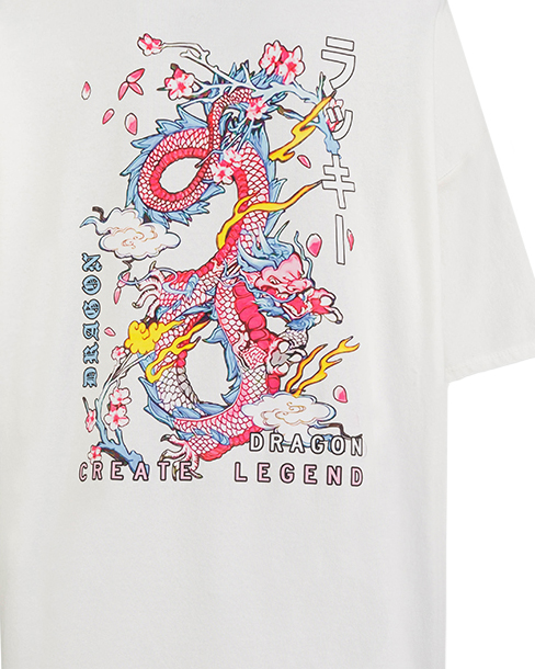langes T-Shirt mit Print: Drache langes T-Shirt mit Print: Drache
