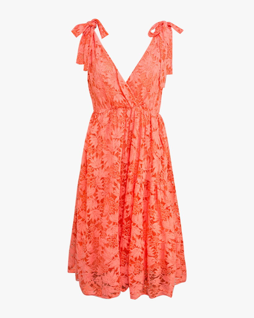 Midi Kleid aus Spitze mit geknoteten Trägern