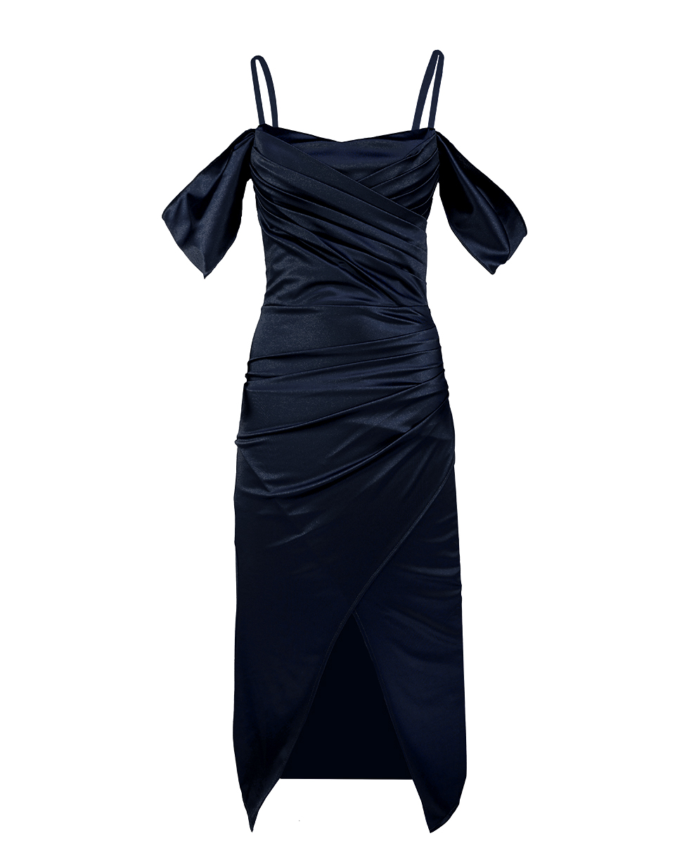 Satin Abendkleid mit Wickeloptik