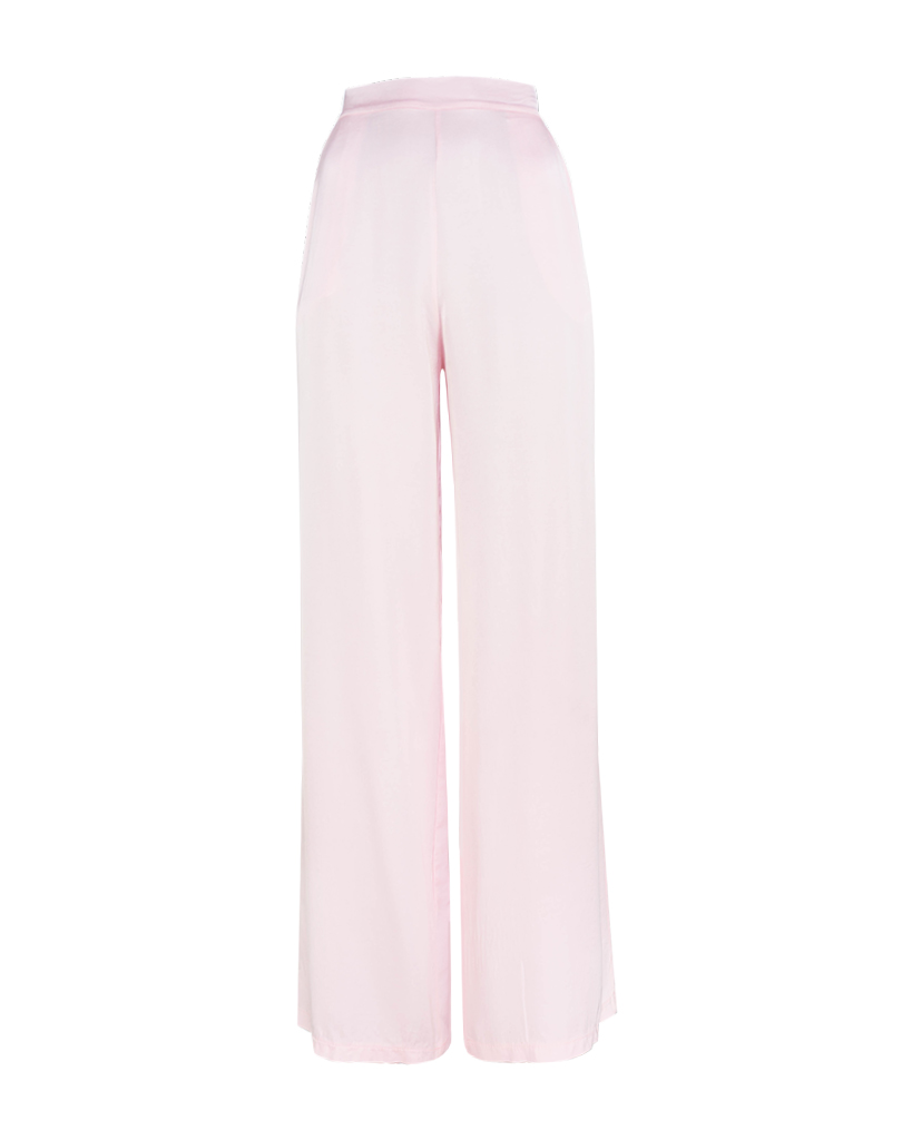 Satin Hose mit Eingriffstaschen und weitem Bein