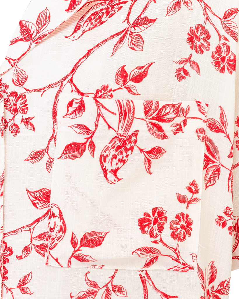 Oversize Hemd mit floralem Print und Brusttasche Oversize Hemd mit floralem Print und Brusttasche