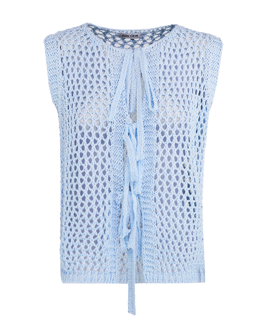 grobe Strick-Weste mit Schleifenverschluss