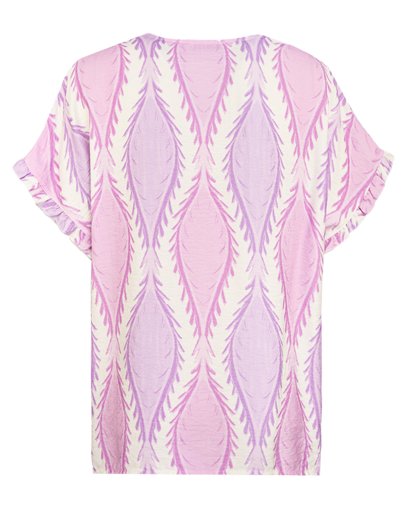 Bluse mit Muster und Schnürung im Ausschnitt