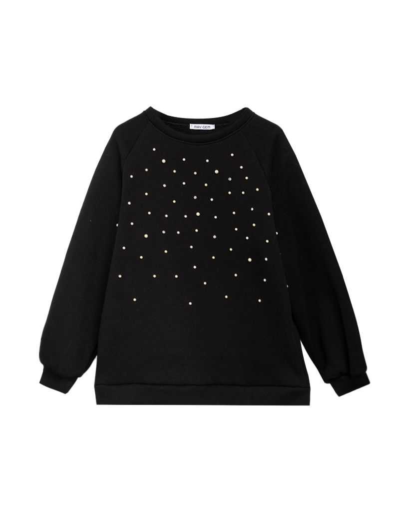  Felpa Cotone Pullover mit Perlen