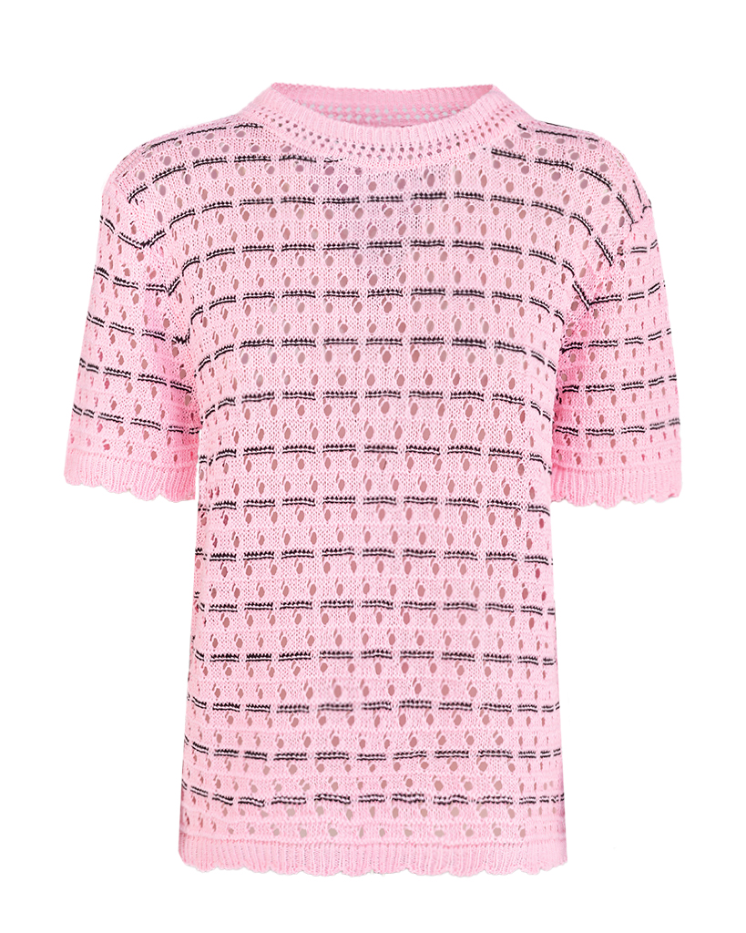 Strick T-Shirt mit Streifen-Muster