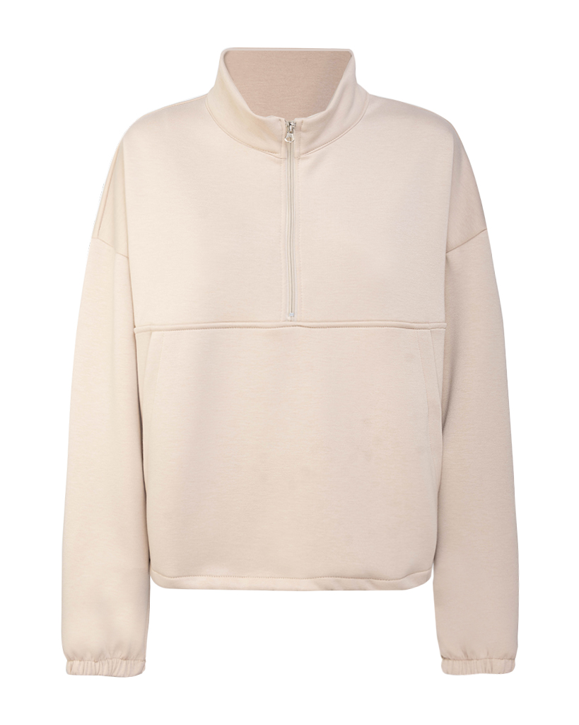 Soft Jersey Pullover mit Tasche und Reißverschluss Soft Jersey Pullover mit Tasche und Reißverschluss