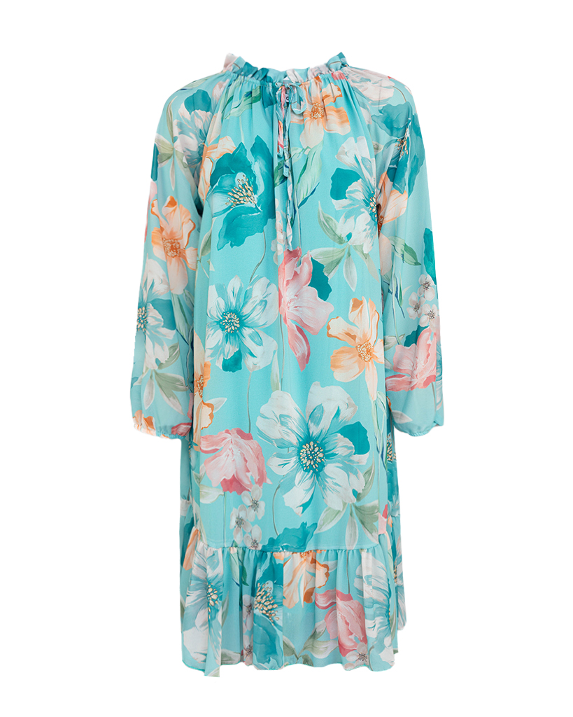 Midi Kleid aus Chiffon A-Linie Blumen Print Midi Kleid aus Chiffon A-Linie Blumen Print