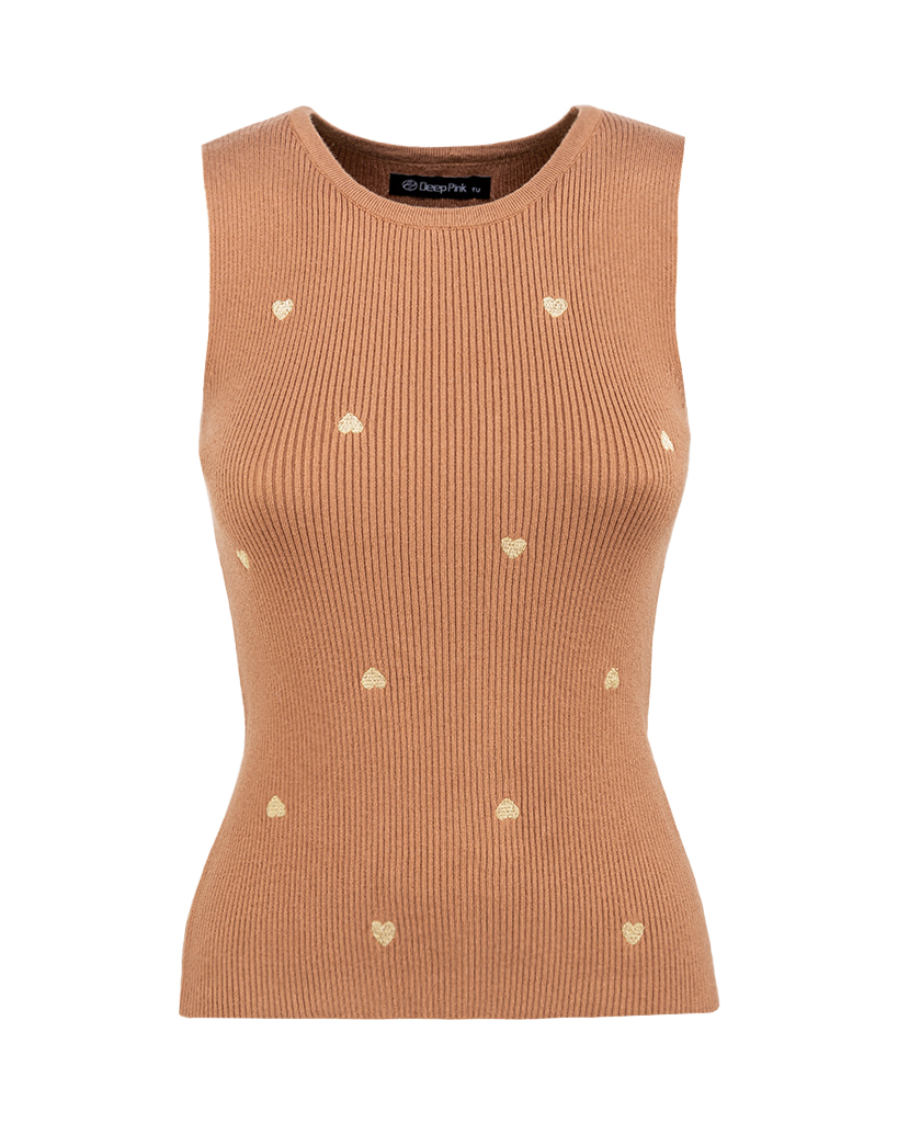 Top mit goldenen Herzchen aus Rippstoff Top mit goldenen Herzchen aus Rippstoff