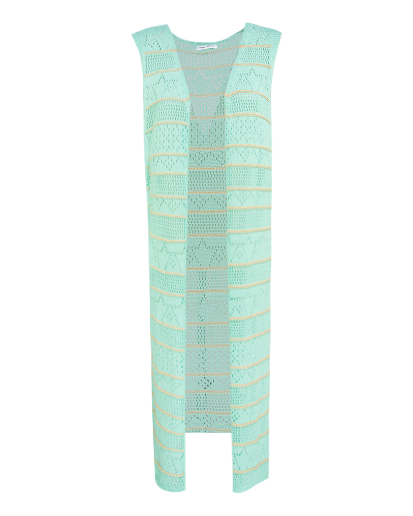 midi Strick Weste mit Lurex-Streifen midi Strick Weste mit Lurex-Streifen