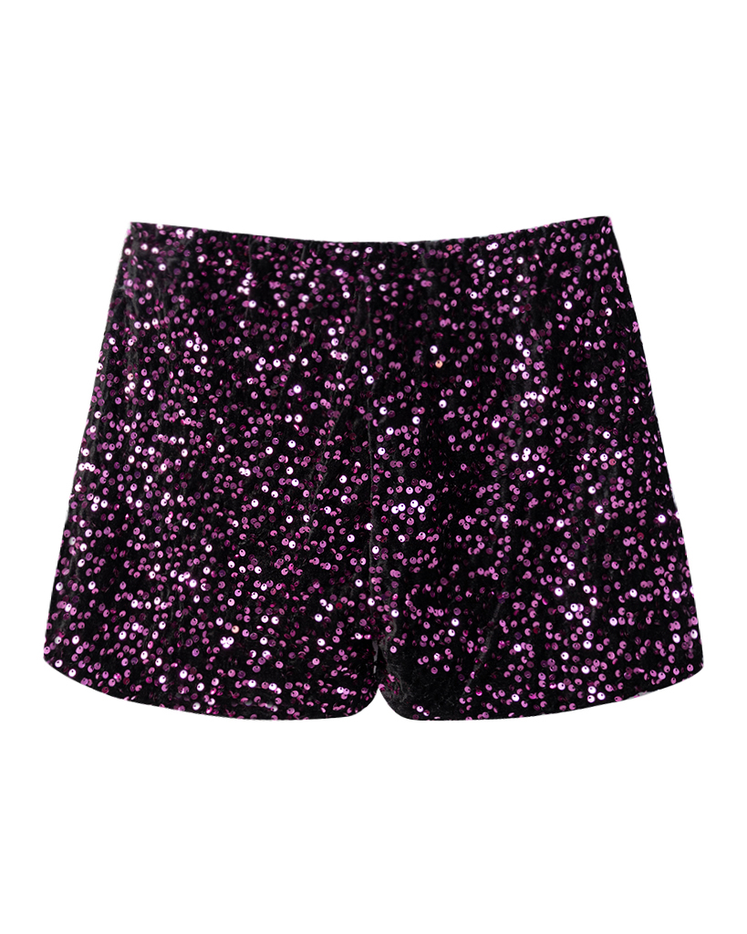 Samt Pailetten Short