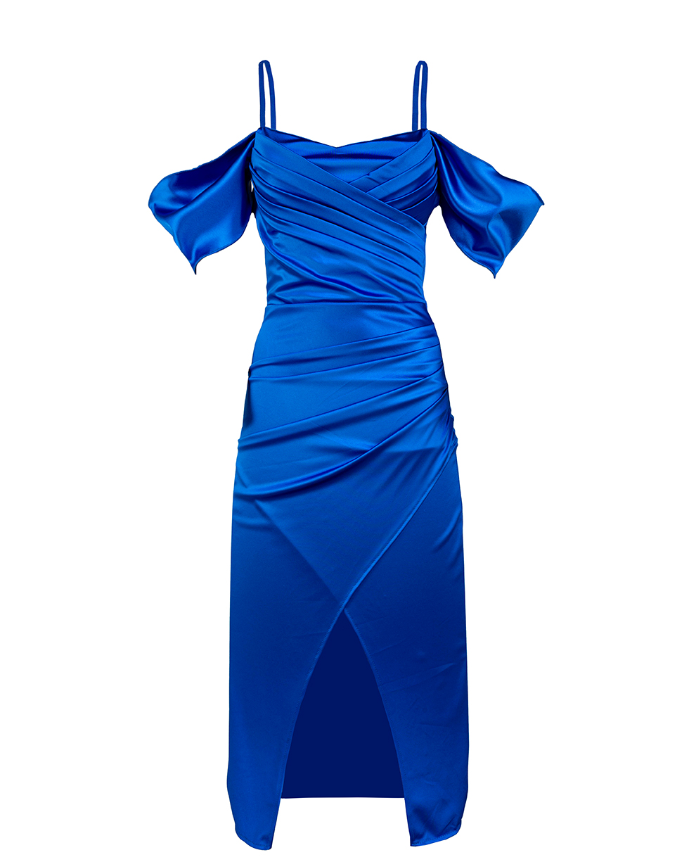 Satin Abendkleid mit Wickeloptik