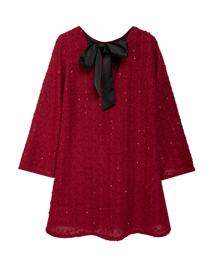 Midi Kleid mit Schleife hinten und Pailletten