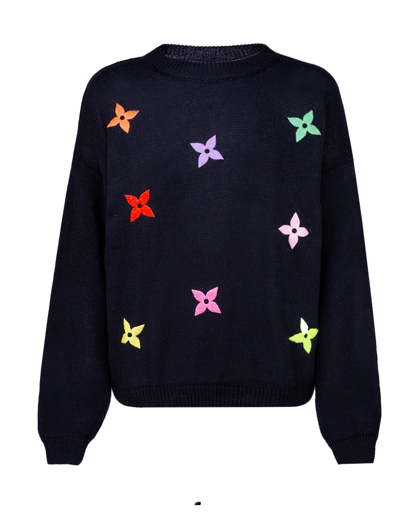 Strick Pullover mit Blumen