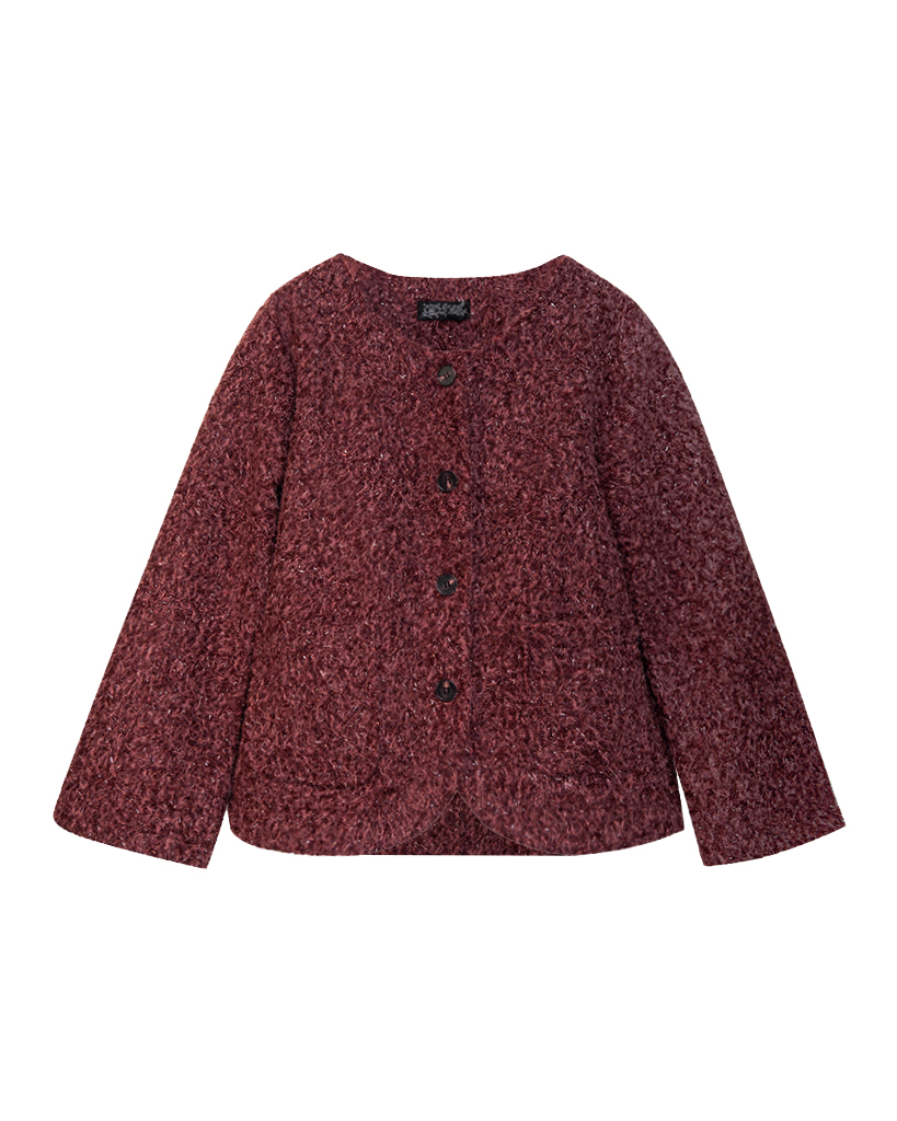 Lurex Strickjacke mit Knöpfe und Fronttasche Lurex Strickjacke mit Knöpfe und Fronttasche