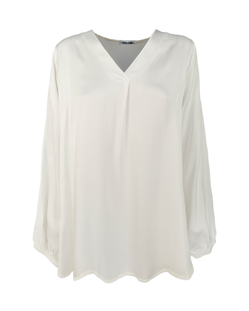 Uni Viskose Bluse mit V-Ausschnitt