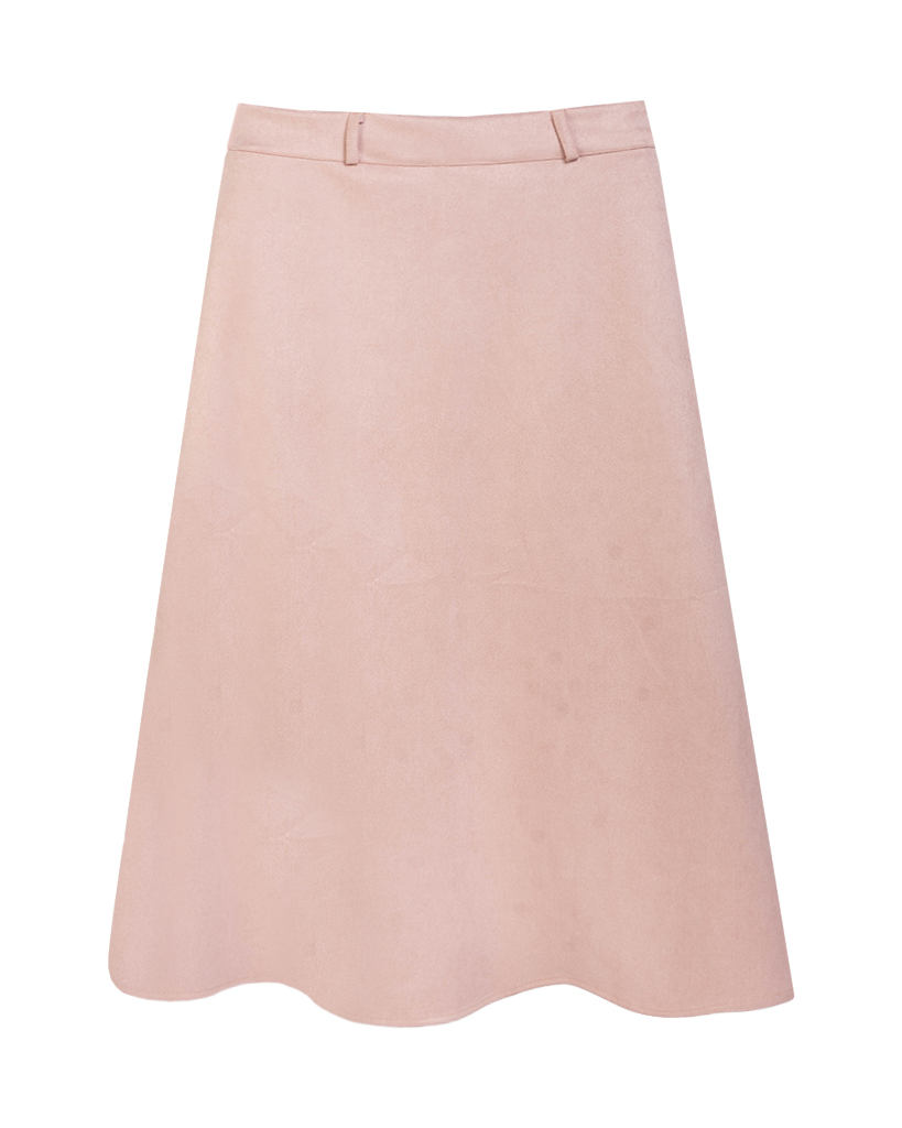 Midi Rock aus velour Leder Midi Rock aus velour Leder