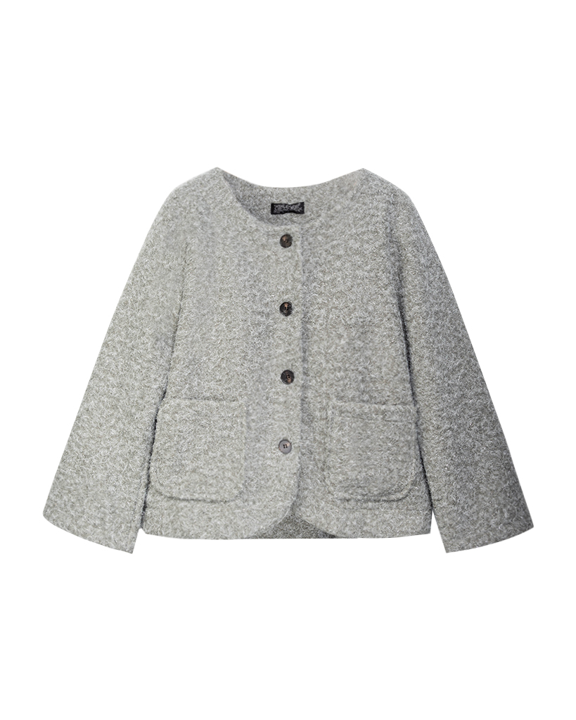 Lurex Strickjacke mit Knöpfe und Fronttasche Lurex Strickjacke mit Knöpfe und Fronttasche
