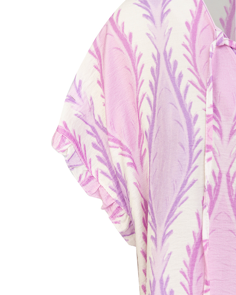Bluse mit Muster und Schnürung im Ausschnitt