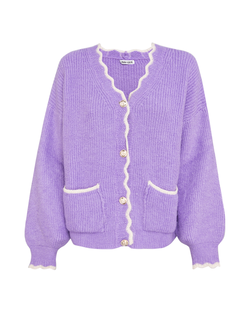 Strickjacke mit Taschen buntem Rand