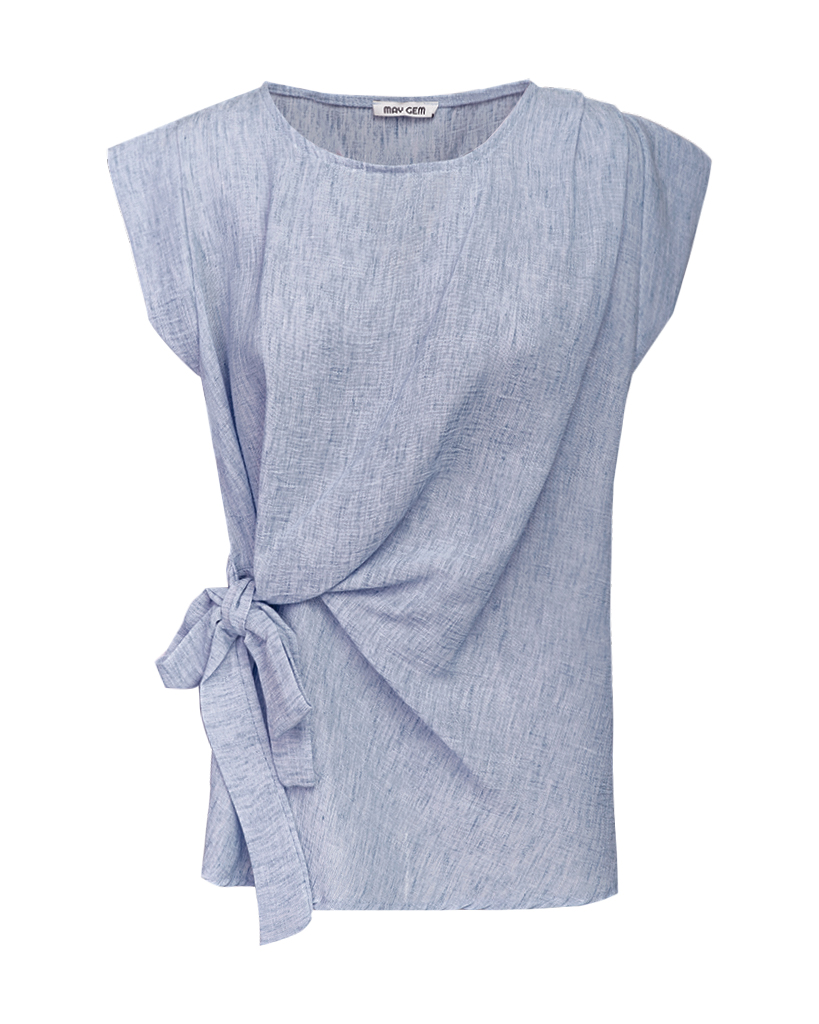 Set Leinen: Bluse mit Schleife und Hose