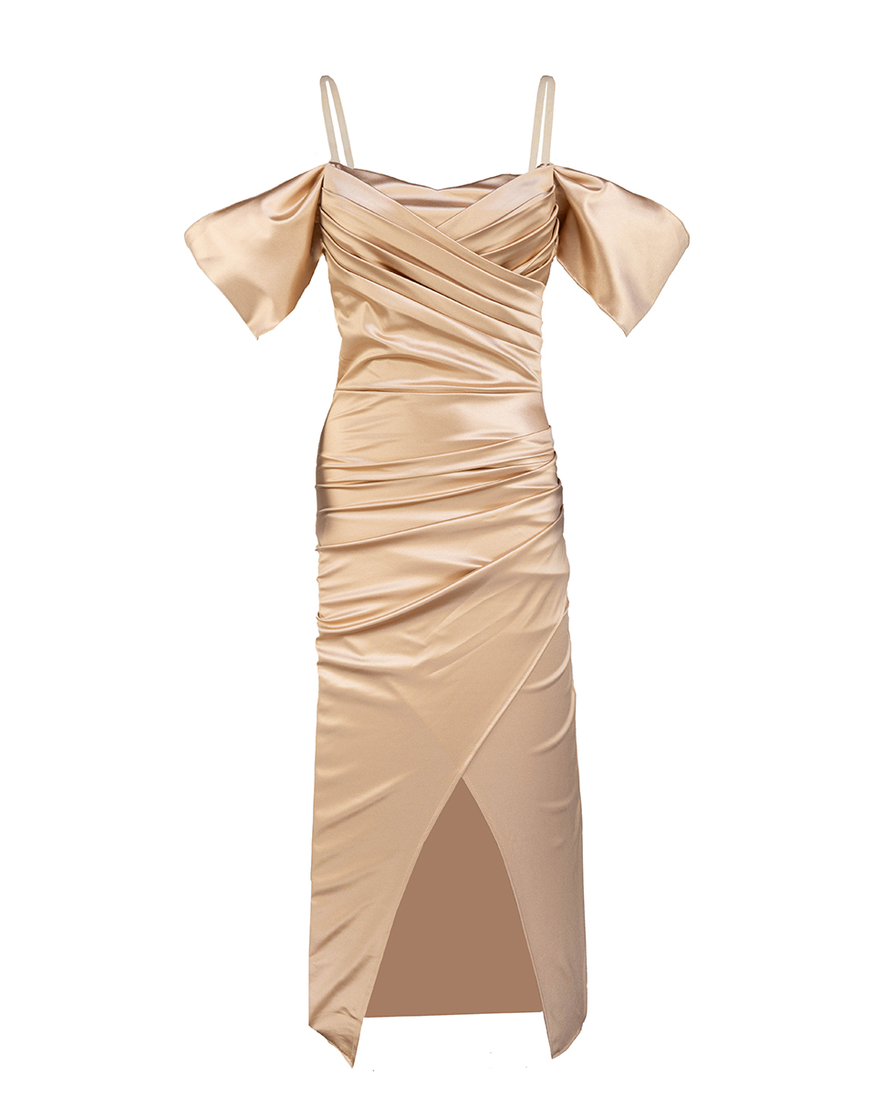 Satin Abendkleid mit Wickeloptik Satin Abendkleid mit Wickeloptik