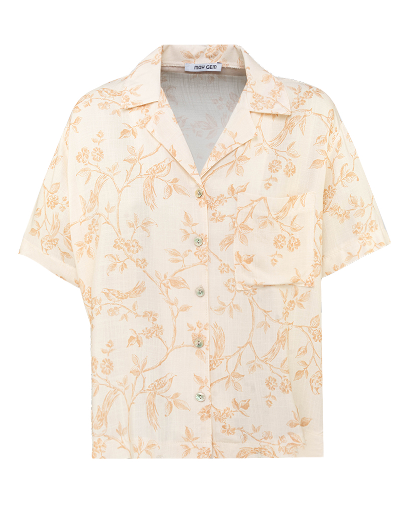 Oversize Hemd mit floralem Print und Brusttasche