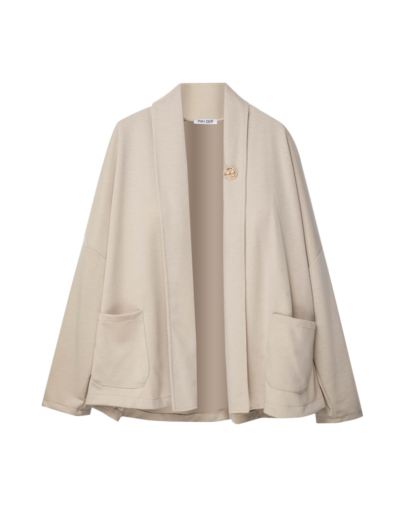 Soft Jersey Jacke mit Blumen Brooches 