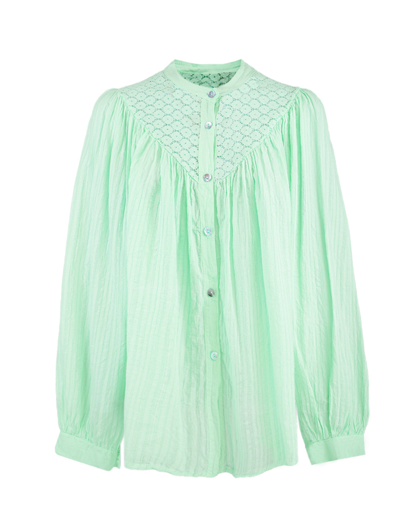 Bluse mit Passe aus Spitze