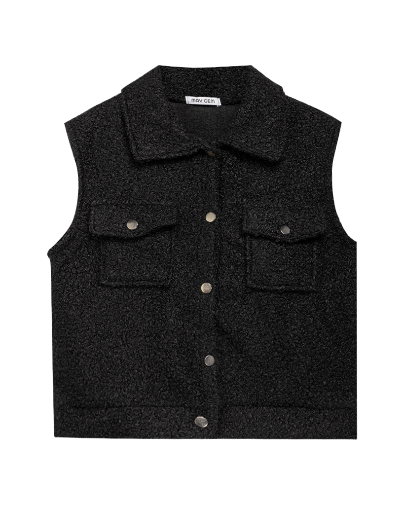 Ärmellose mit Knöpfe Filz Weste mit Lurex Ärmellose mit Knöpfe Filz Weste mit Lurex