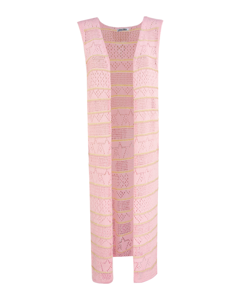 midi Strick Weste mit Lurex-Streifen