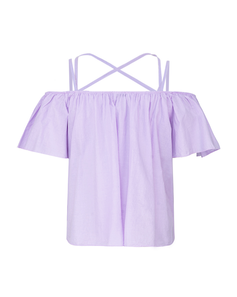 lockeres Crop-Top mit Off-Shoulder und gekreuzten Spaghettiträgern lockeres Crop-Top mit Off-Shoulder und gekreuzten Spaghettiträgern