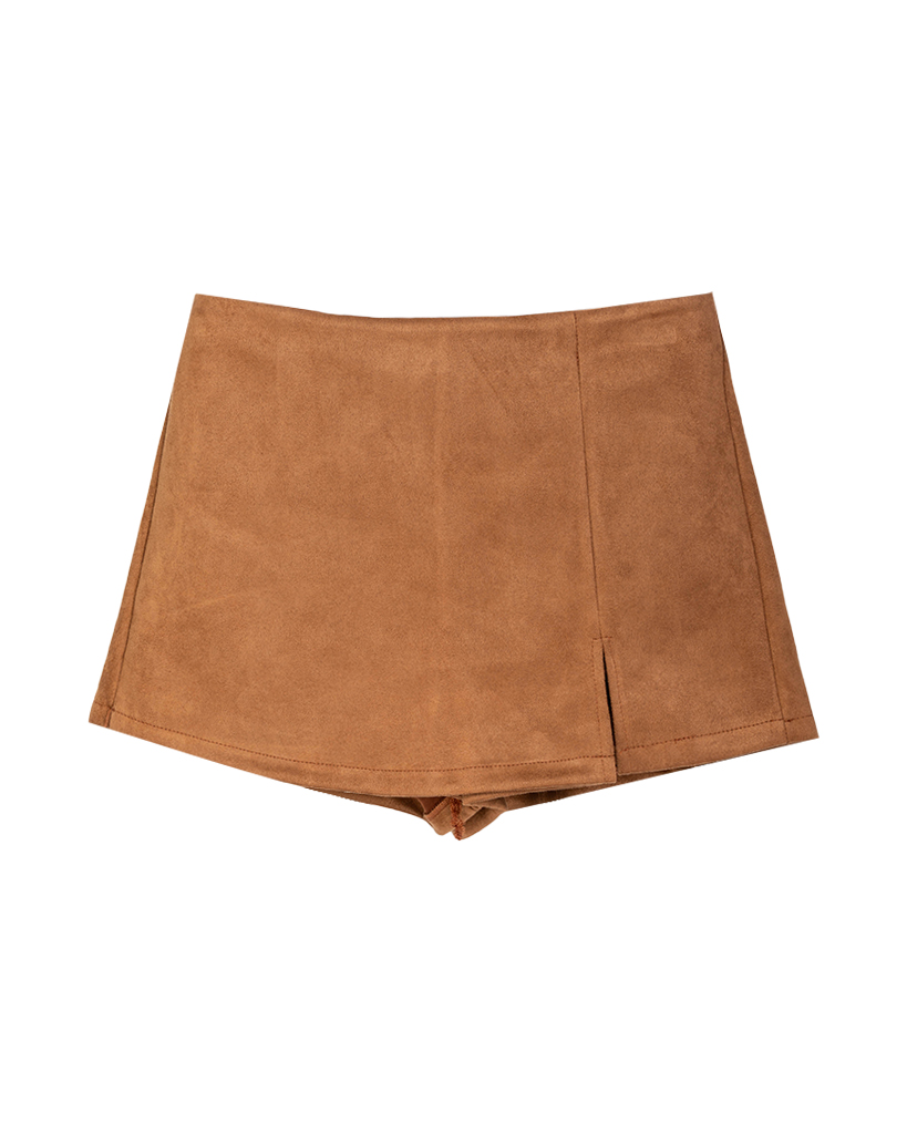 Velour leder Skort mit Schlitz 