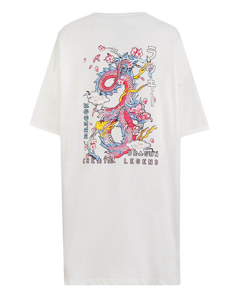 langes T-Shirt mit Print: Drache