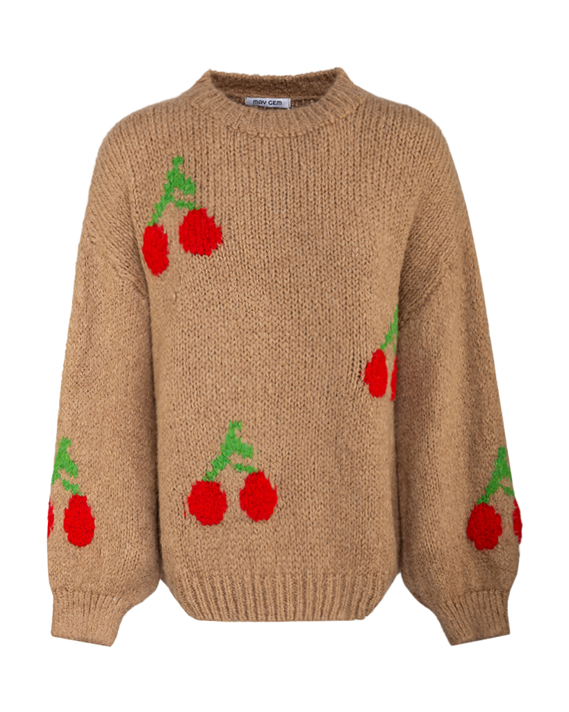 Strick Pullover mit Kirschen vorne