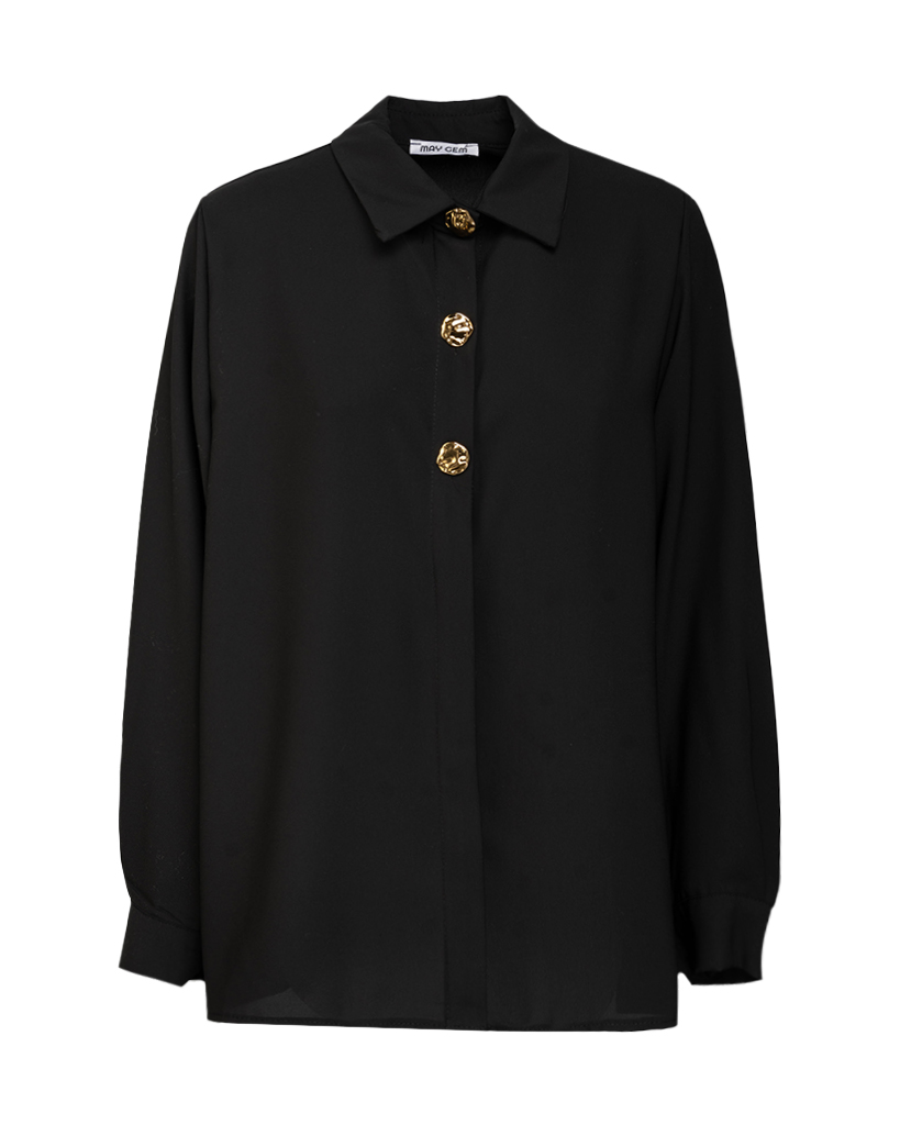 Bluse mit goldenen Knöpfen