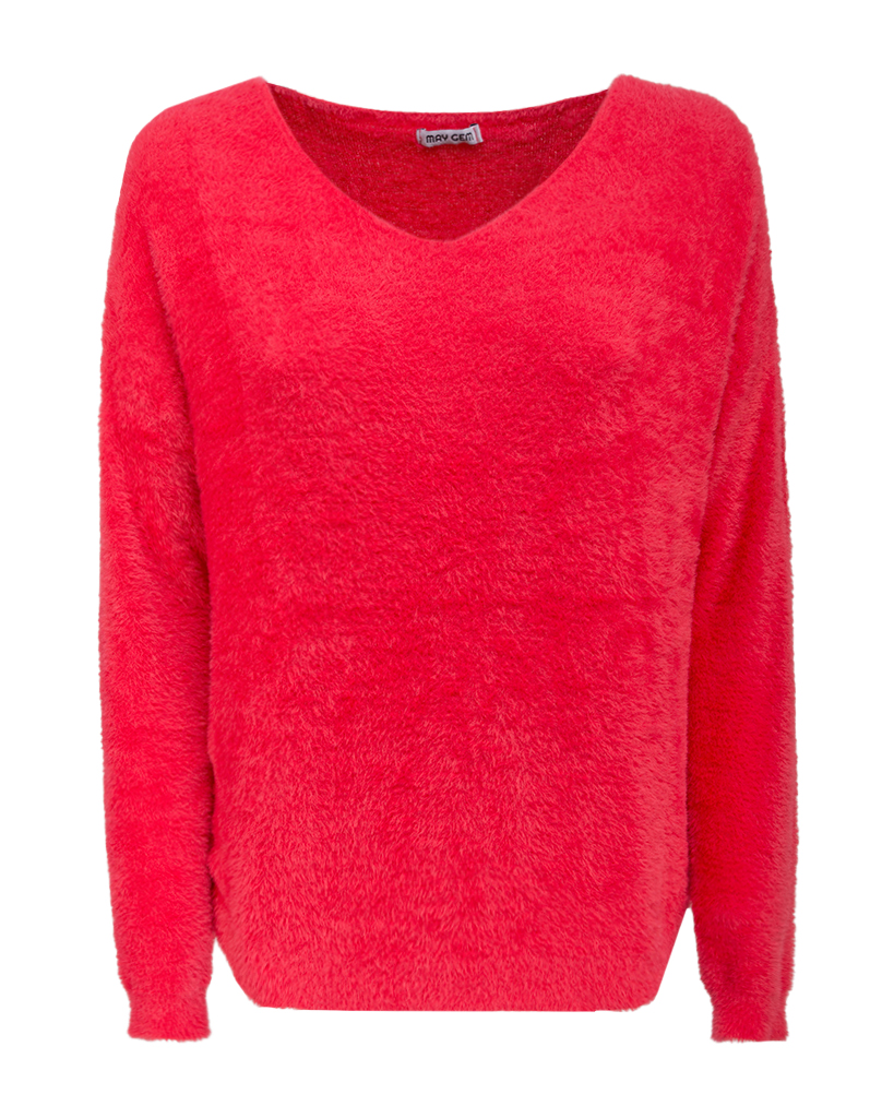 Pullover Flauschig V-Ausschnitt