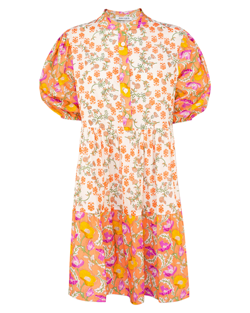 kurzes Tunika-Kleid mit Blumen Muster Print kurzes Tunika-Kleid mit Blumen Muster Print