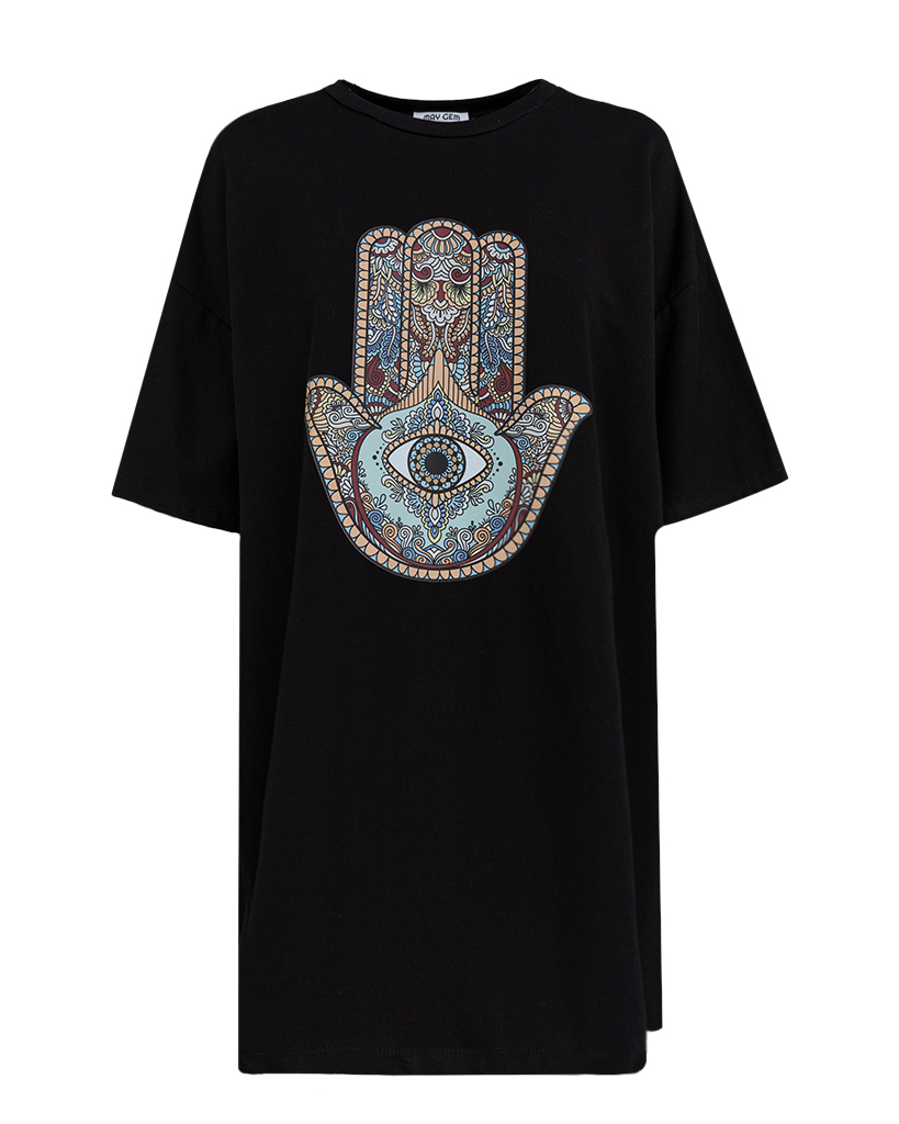 langes T-Shirt mit Print: Hand der Shiva langes T-Shirt mit Print: Hand der Shiva