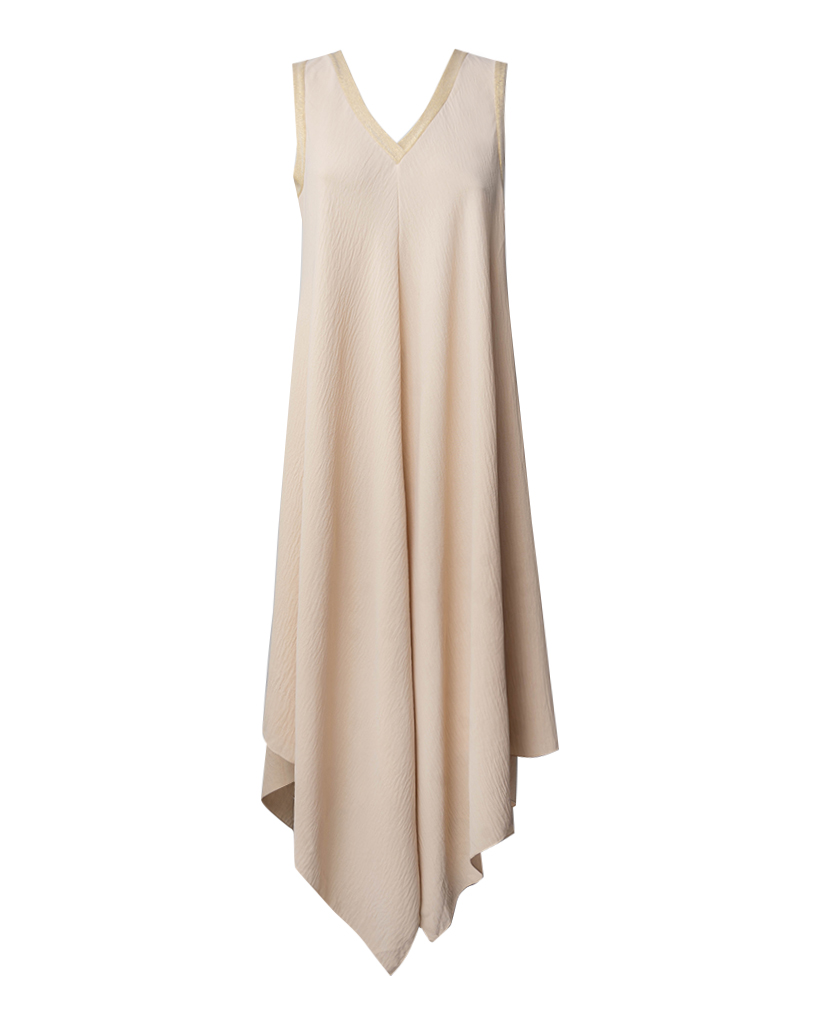 Midi Asymmetrisches Kleid mit Lurex Hals