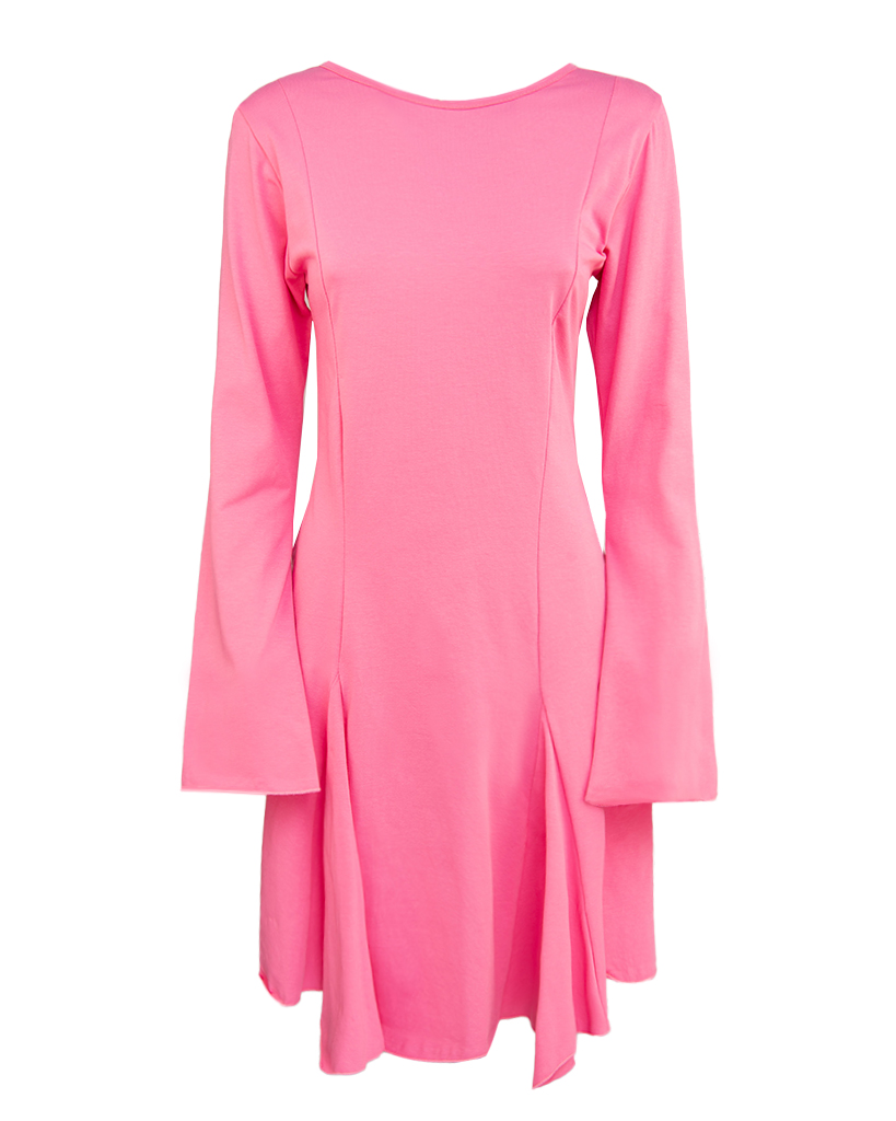 tailliertes Jersey Kleid, Rückenfrei mit Glockenärmeln