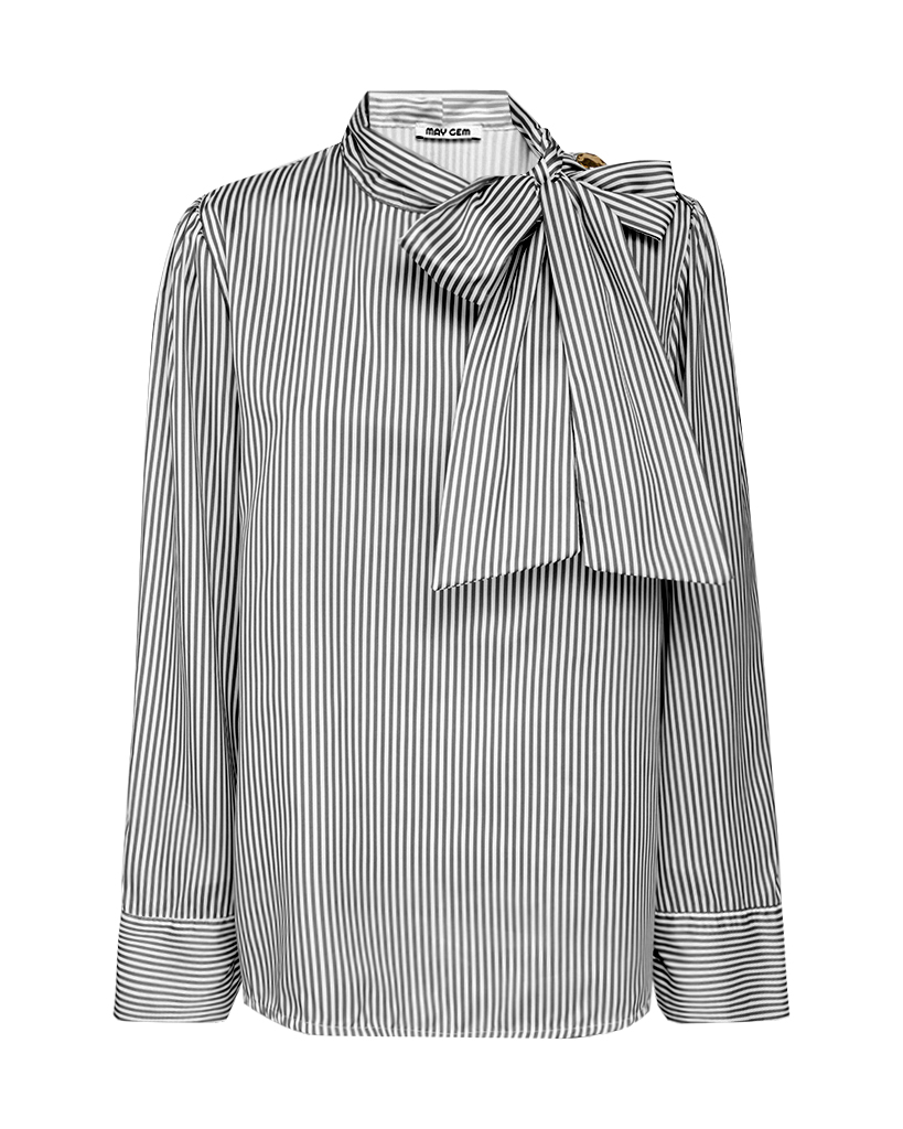 Bluse gestreift mit Schleife am Hals