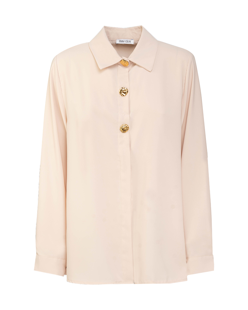 Bluse mit goldenen Knöpfen