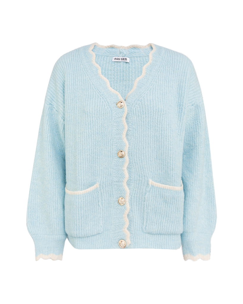 Strickjacke mit Taschen buntem Rand