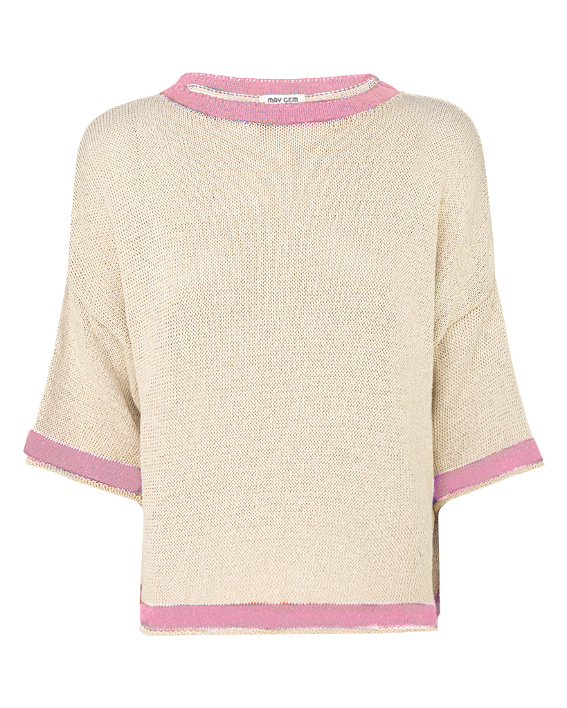 Strick Shirt mit farbigem Rand