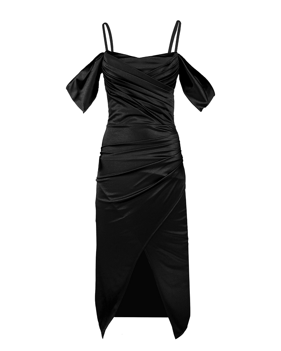 Satin Abendkleid mit Wickeloptik Satin Abendkleid mit Wickeloptik
